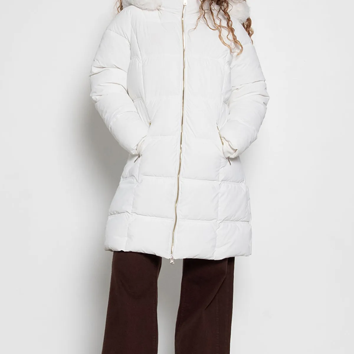 WADOS - PARKA LARGA MANGA LARGA CAPUCHA PIEL SINTETICA