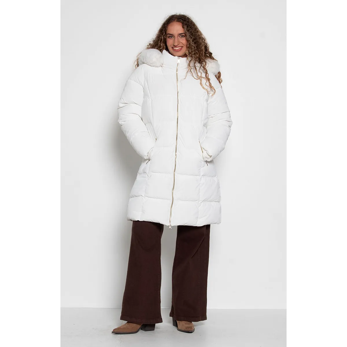 WADOS - PARKA LARGA MANGA LARGA CAPUCHA PIEL SINTETICA