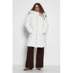 WADOS - PARKA LARGA MANGA LARGA CAPUCHA PIEL SINTETICA