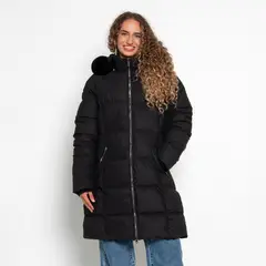 WADOS - PARKA LARGA MANGA LARGA CAPUCHA PIEL SINTETICA