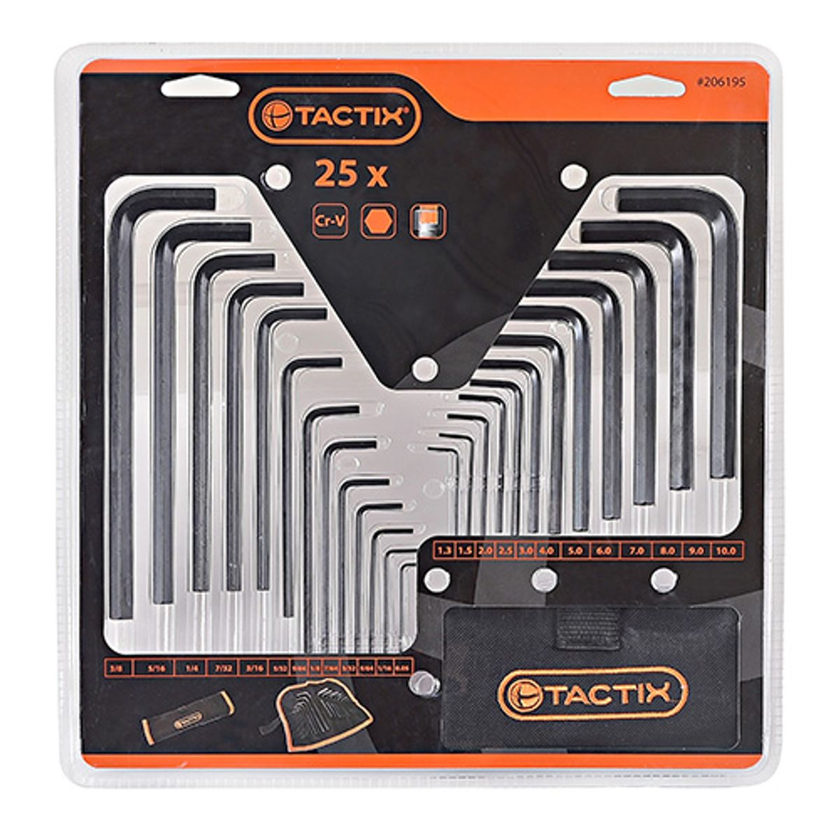 TACTIX - JUEGO LLAVE ALLEN METRICO Y PULGADAS 25 PIEZAS TACTIX