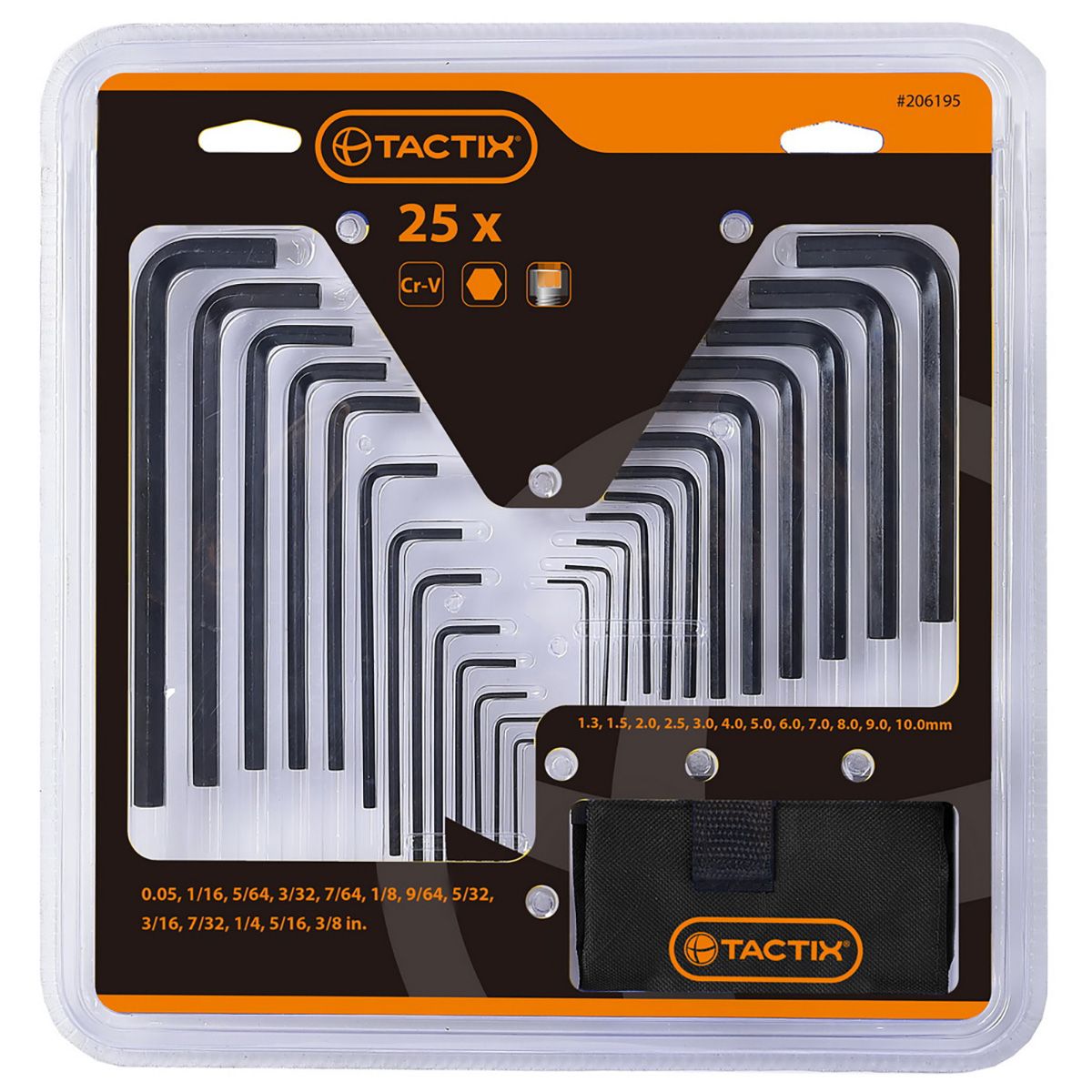 TACTIX - JUEGO LLAVE ALLEN METRICO Y PULGADAS 25 PIEZAS TACTIX