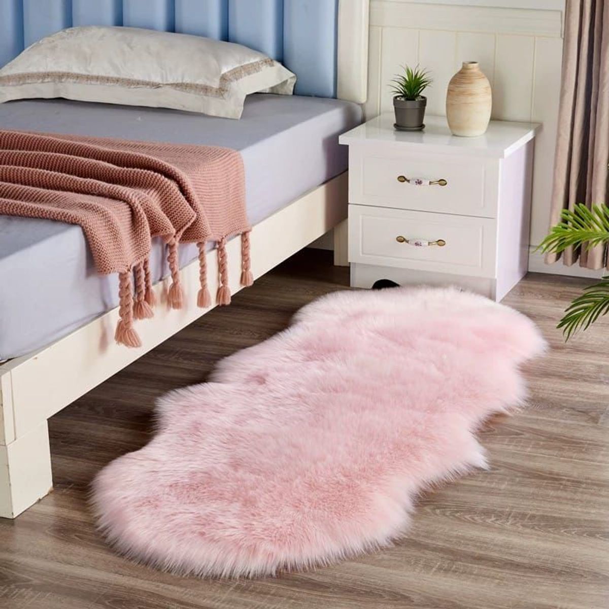 GENERICO - ALFOMBRA DECORATIVA PELO LARGO CON TEXTURA PIEL DE CONEJO