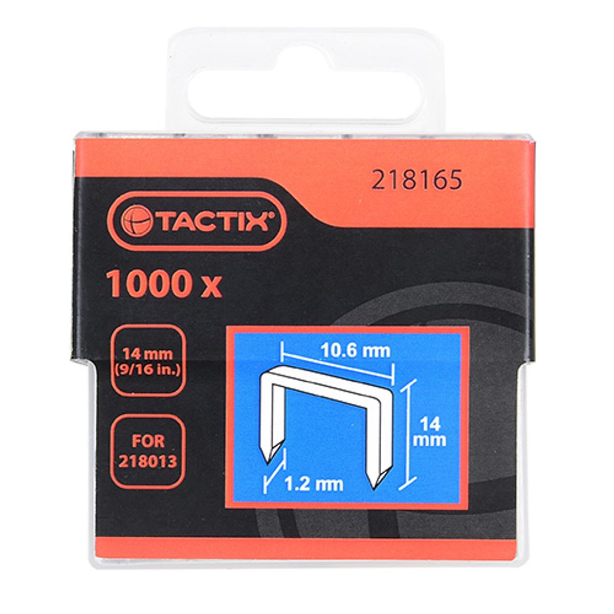 TACTIX - GRAPA DELGADA TRABAJO PESADO 1000 PIEZAS TACTIX 10.6 X 14 MM