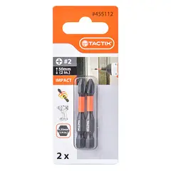 TACTIX - DISPLAY DE PUNTAS DE IMPACTO 2 PIEZAS PH2 X 50 MM