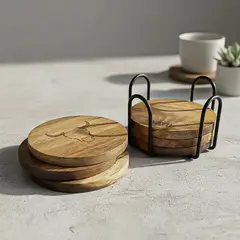 GENERICO - Set 6 Posavasos Madera Posavaso Posa Vaso Wayu Posavasos Madera