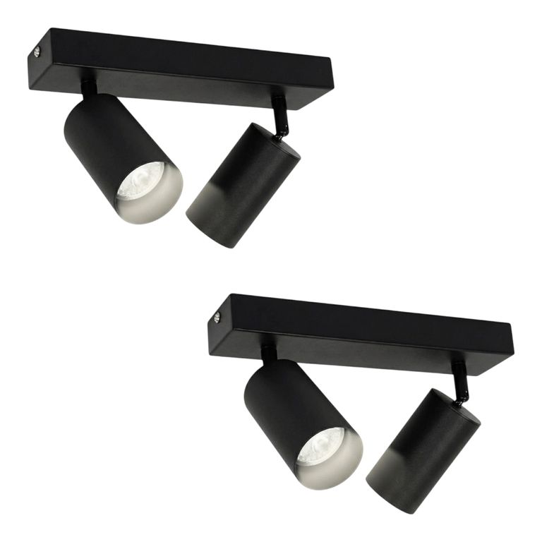 2 Aplique Altair II con 2 Focos Cilindro Negro 7W Luz Neutra