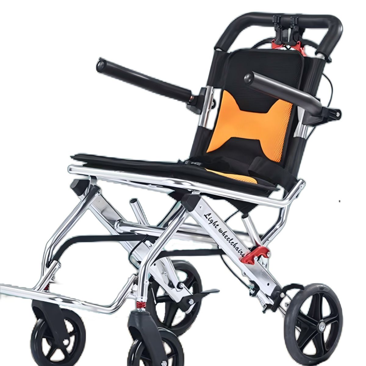 GENERICO - Silla de Ruedas Geriátrica para Tramos Cortos color Naranja