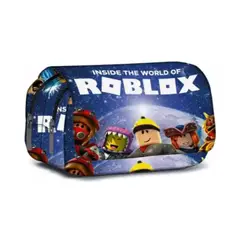 GENERICO - Estuche Escolar Roblox 3 Compartimientos 21x11cm Poliester Azul Roblox Gamer