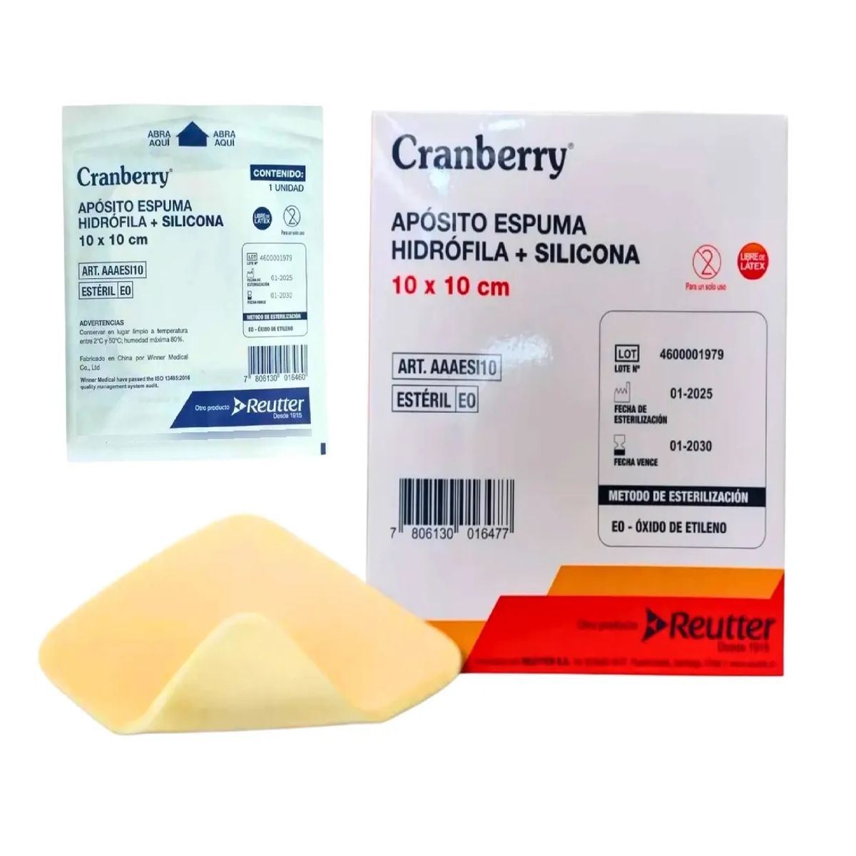 CRANBERRY - Aposito Espuma Hidrofila + Silicona 10x10 Cranberry Pack X10