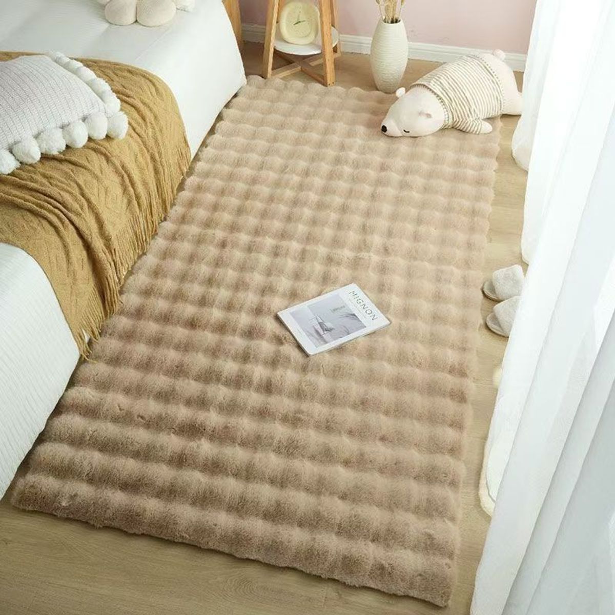 GENERICO - ALFOMBRA DECORATIVA PELO LARGO CON TEXTURA PIEL DE CONEJO