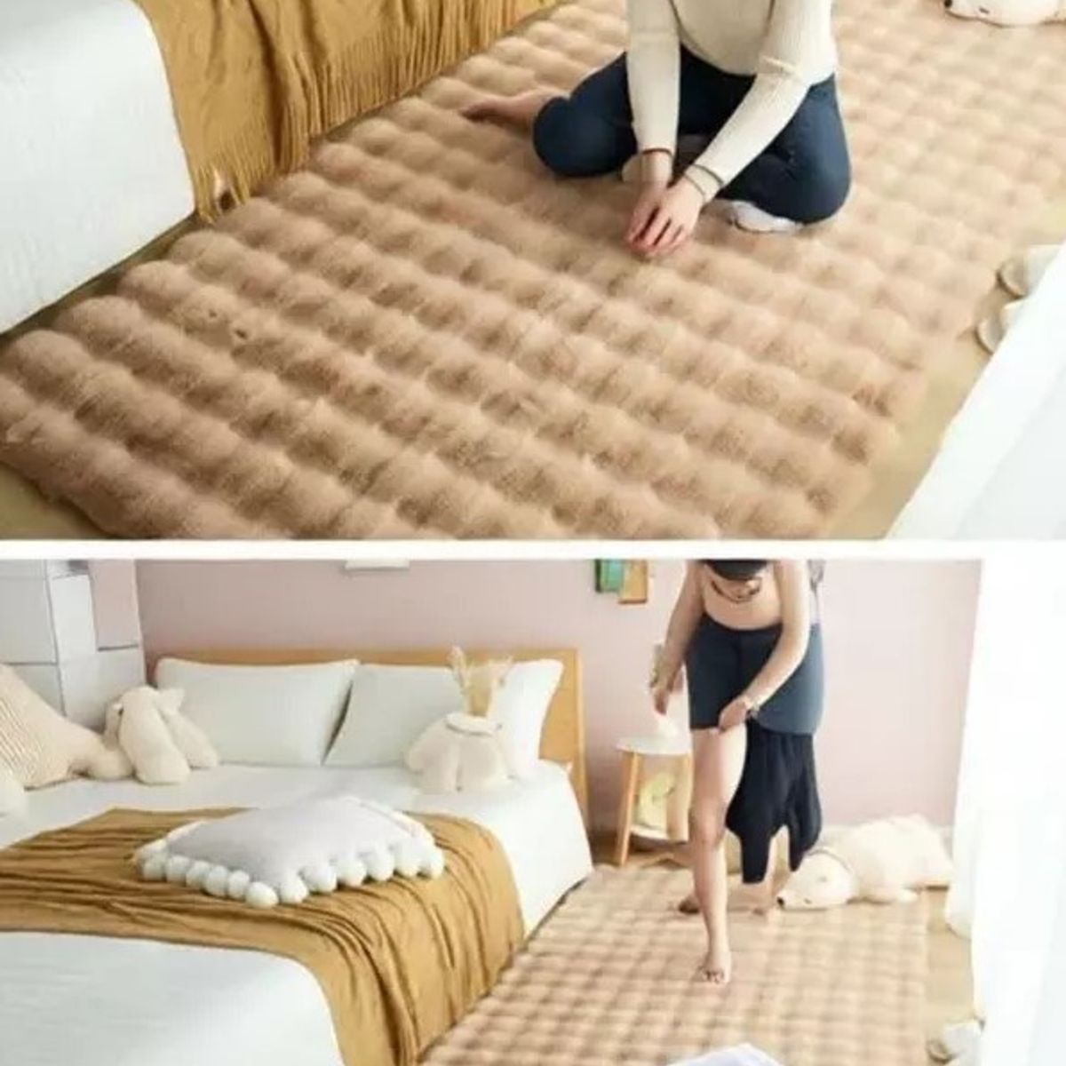 GENERICO - ALFOMBRA DECORATIVA PELO LARGO CON TEXTURA PIEL DE CONEJO
