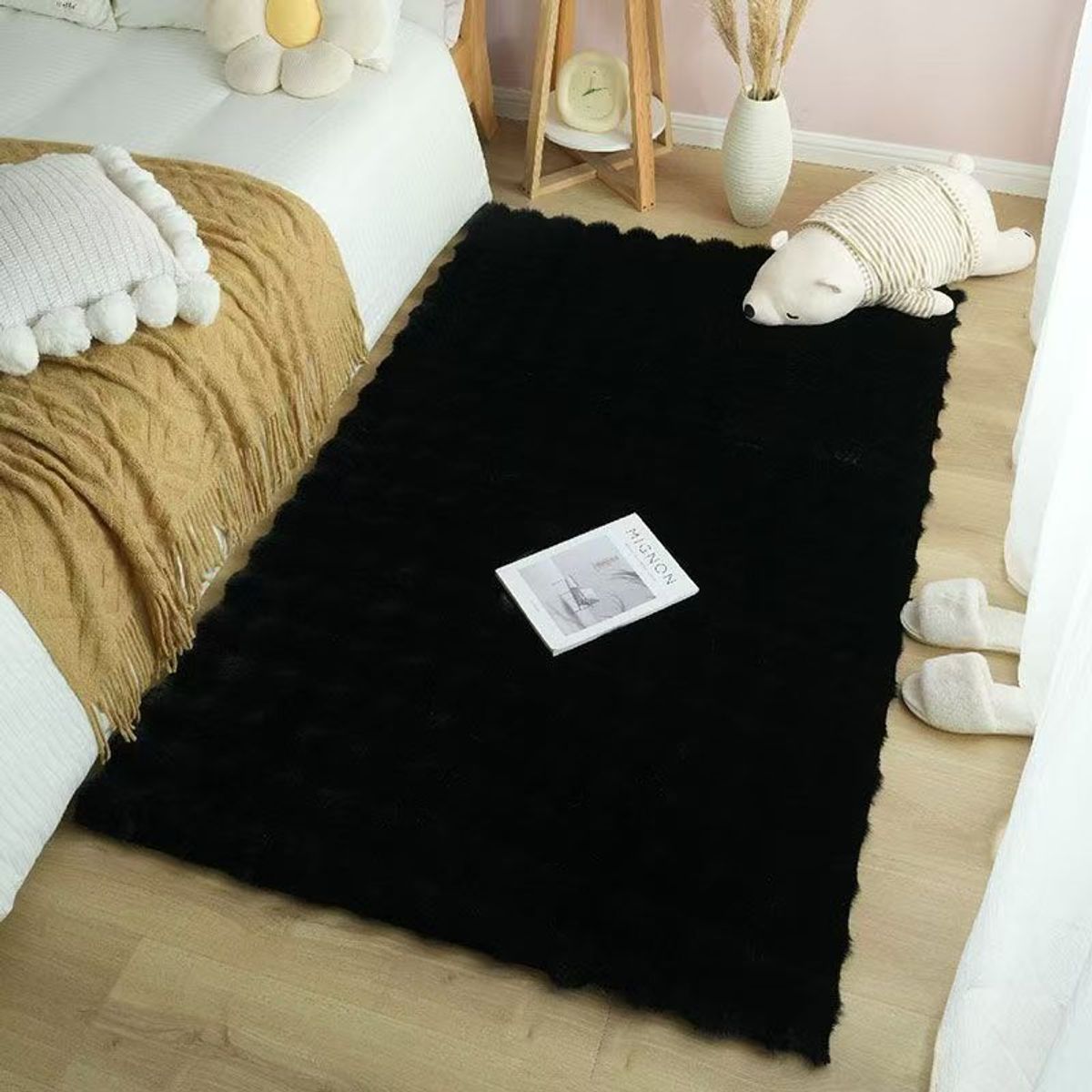 GENERICO - ALFOMBRA DECORATIVA PELO LARGO CON TEXTURA PIEL DE CONEJO