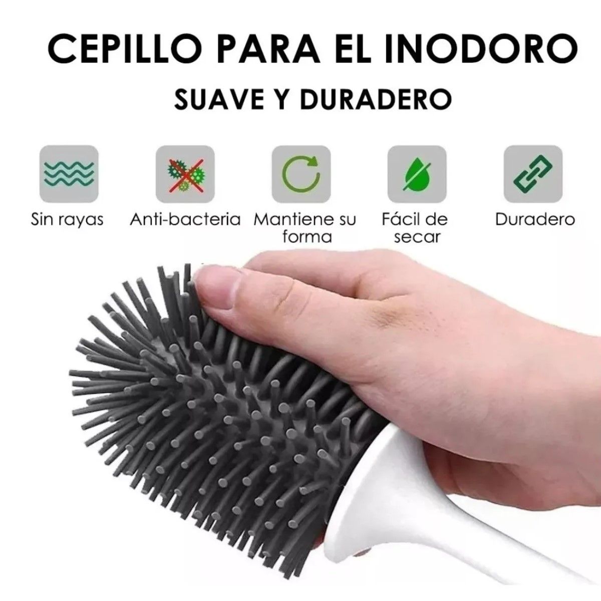 GENERICO - Escobilla De Limpieza De Baño De Silicona Con Soporte Blanco BELUG