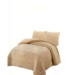 GENERICO - CUBRECAMA CON RELIEVE EN FORMA DE ONDAS 2 PLAZAS COLOR BEIGE