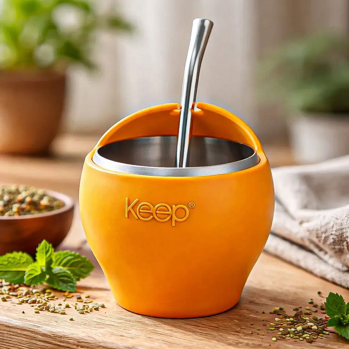 KEEP - Mate Con Bombilla Keep Mate Acero Inoxidable Mate 230ml Mate Amarillo