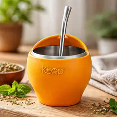 KEEP - Mate Con Bombilla Mate Acero Inoxidable Mate 230ml Mate Amarillo