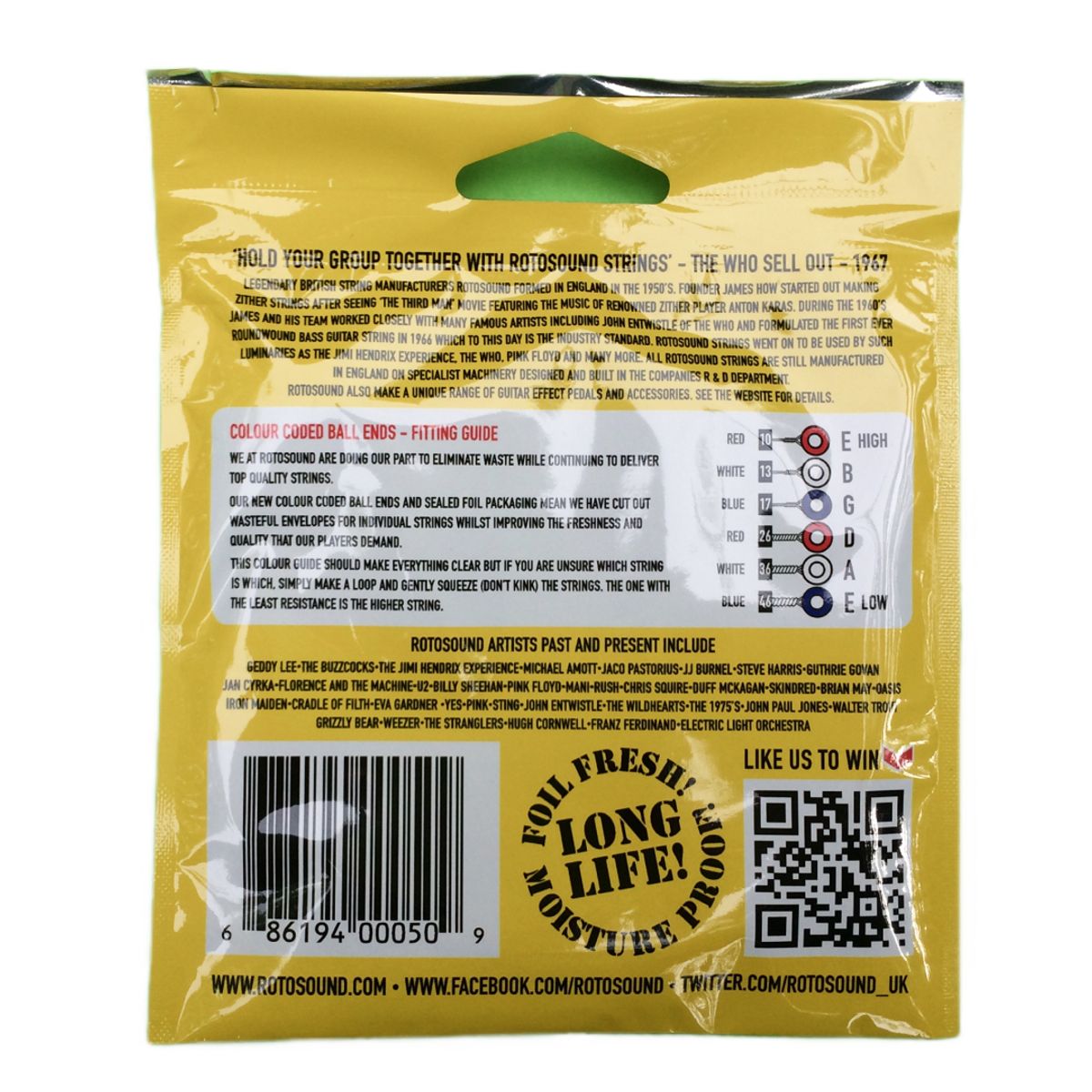 ROTOSOUND - Cuerdas Rotosound guitarra eléctrica - R10 roto yellows  10-46