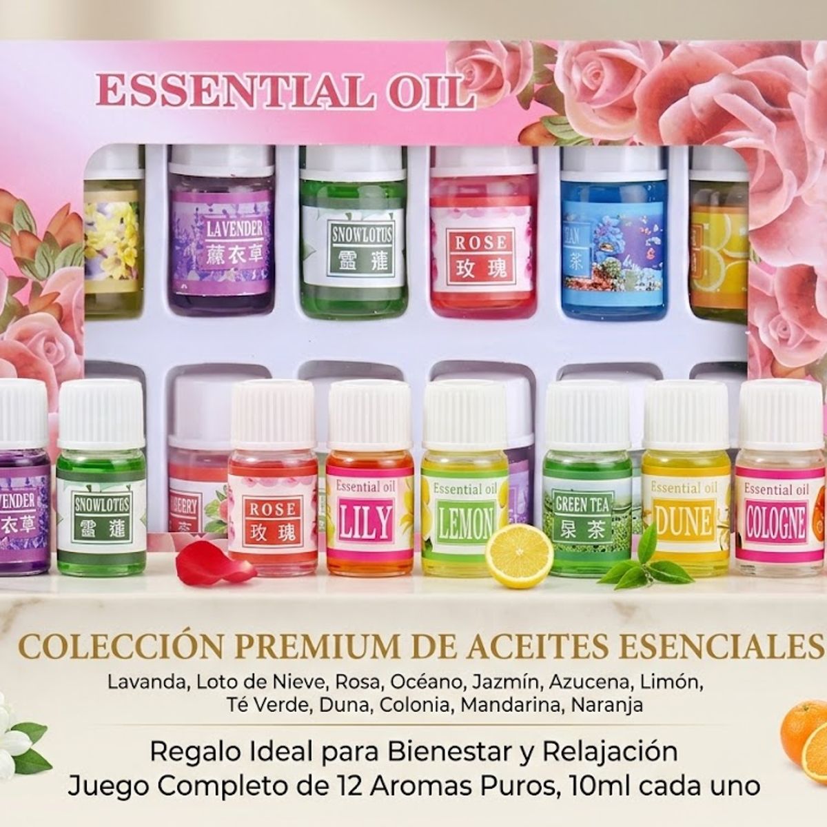 GENERICO - Set de 12 Aceites esenciales aromáticos para Humidificadores
