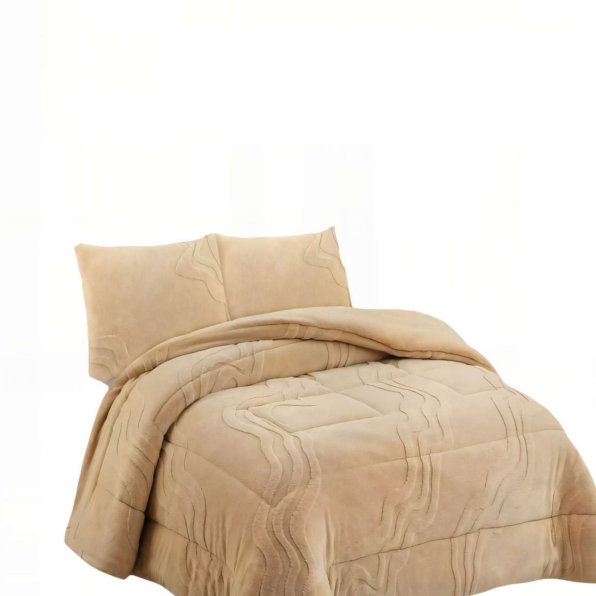 GENERICO - CUBRECAMA DE RELIEVE PREMIUM TAMAÑO  2P 230CMX250CM COLOR BEIGE