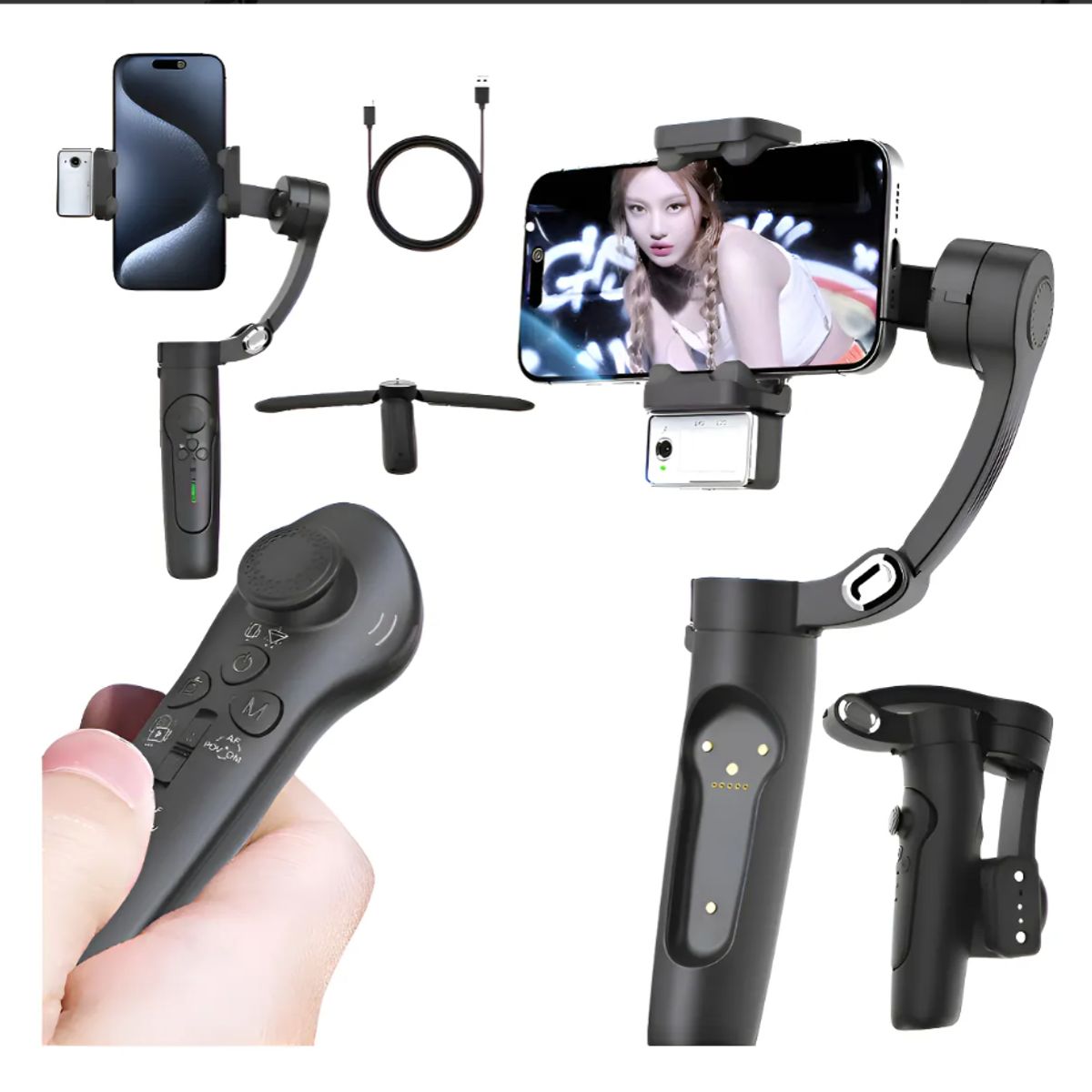 IRM - Estabilizador De Teléfono Inteligente 3 Ejes Seguimiento Ia Negro Agregar a favoritos