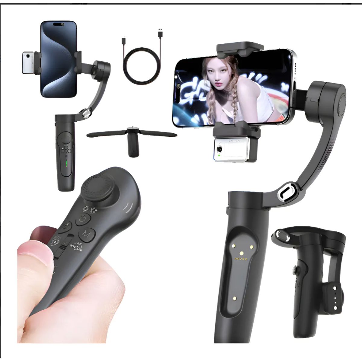 IRM - Estabilizador De Teléfono Inteligente 3 Ejes Seguimiento Ia Negro Agregar a favoritos