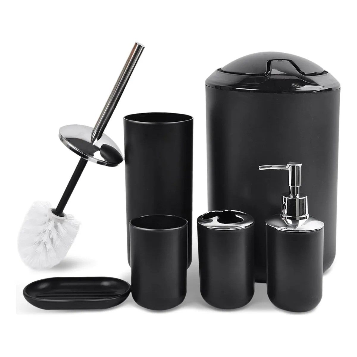 GENERICO - Juego De Accesorios De Baño De 6 Piezas Plástico Y Hogar Negro BELUG
