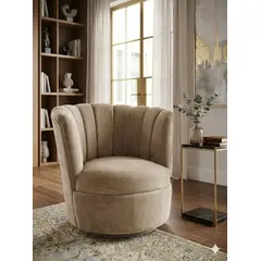 MUEBLES NEW - SITIAL FLOR GIRATORIO BEIGE FELPA.
