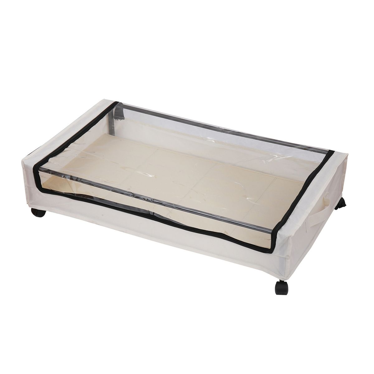 SOHOGAR - Organizador bajo cama con ruedas beige