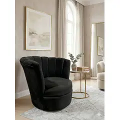 MUEBLES NEW - SITIAL FLOR GIRATORIO NEGRO FELPA.