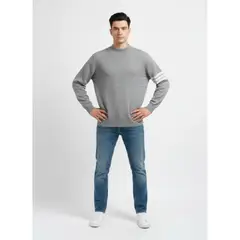 LIKE SHOP - Sweater Frisado Hombre Cuello Subido Líneas 1375