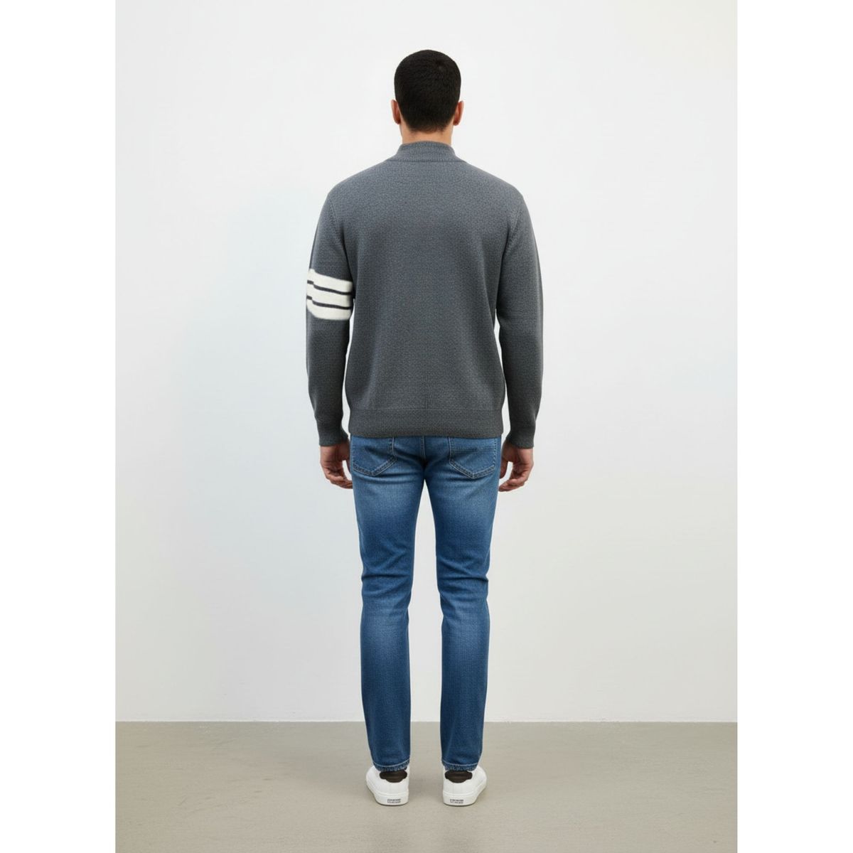 LIKE SHOP - Sweater Frisado Hombre Cuello Subido Líneas 1375