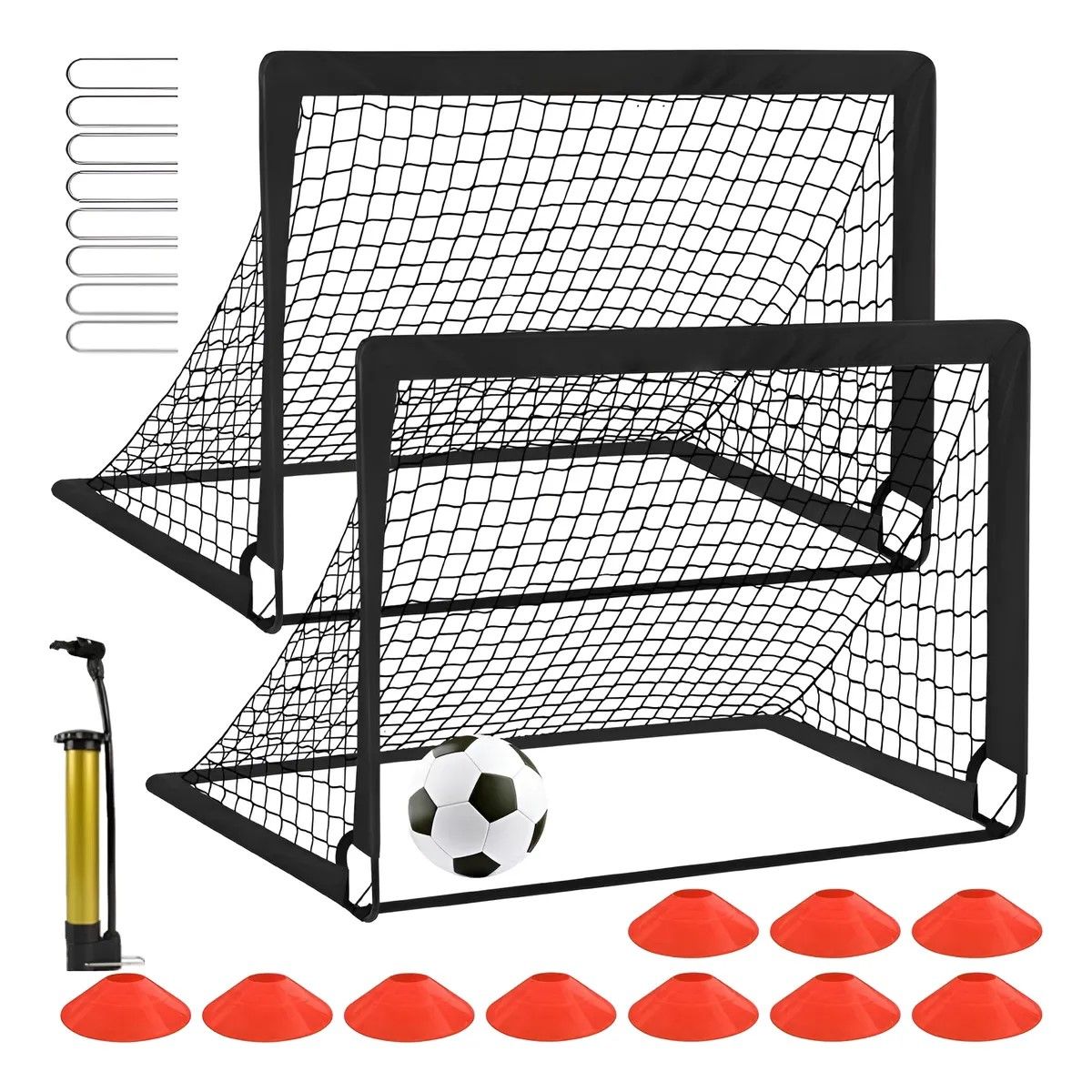 GENERICO - 2juego De Porterías De Fútbol Portátil Para Niños+accesorios Negro BELUG