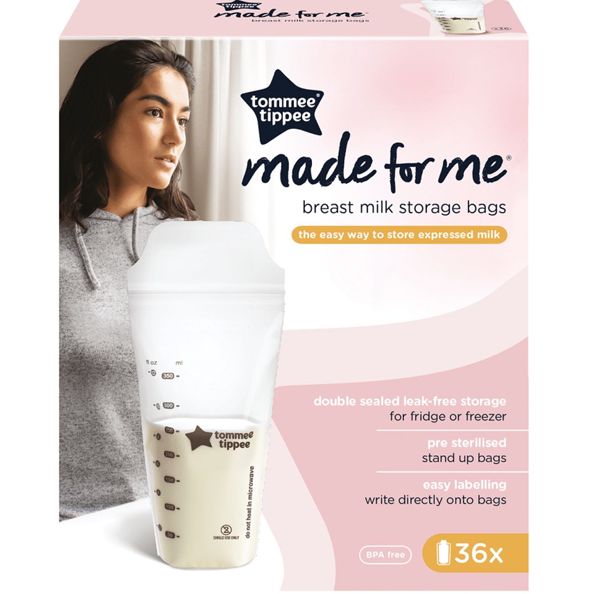 TOMMEE TIPPEE - BOLSA CONTENEDORA DE LECHE MATERNA 36 UNIDADES MADE FOR ME