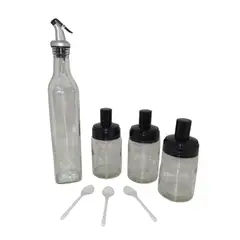 IMPORTCLICK - Set Alcuza Condimentero 4 Piezas Vidrio