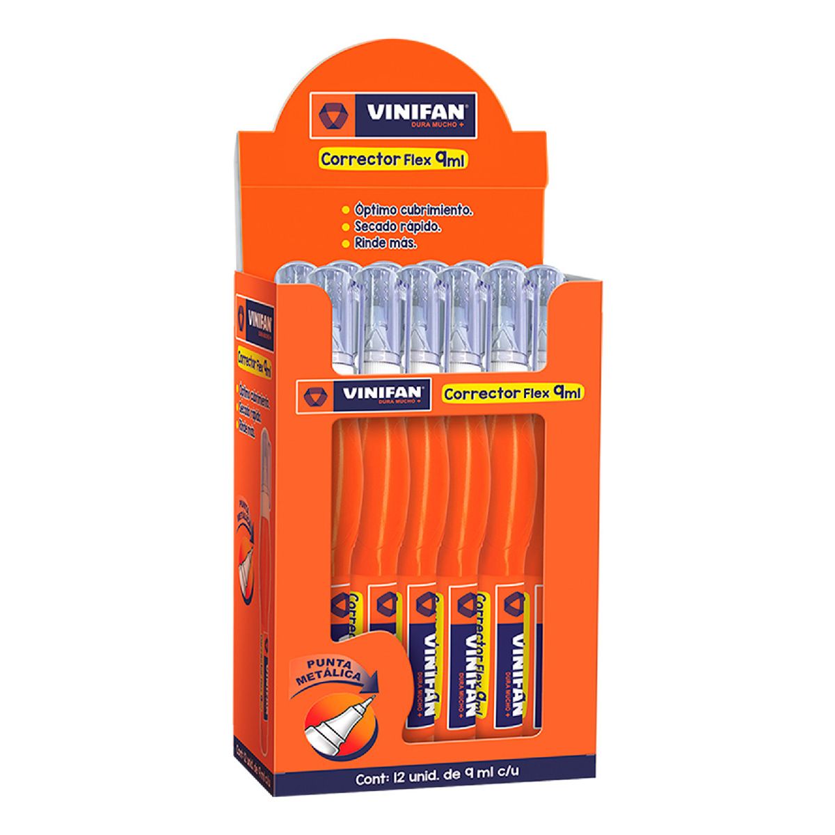 GENERICO - Lápiz Corrector Punta Metálica Vinifan 9 Ml - Caja 12 Uds Naranja - Tamano Unico