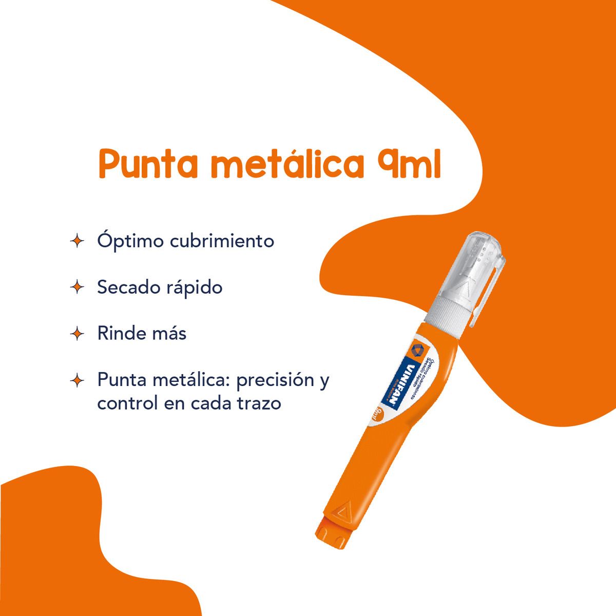GENERICO - Lápiz Corrector Punta Metálica Vinifan 9 Ml - Caja 12 Uds Naranja - Tamano Unico