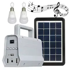 GENERICO - Kit Panel Solar + 2 Ampolletas con Parlante y Linterna