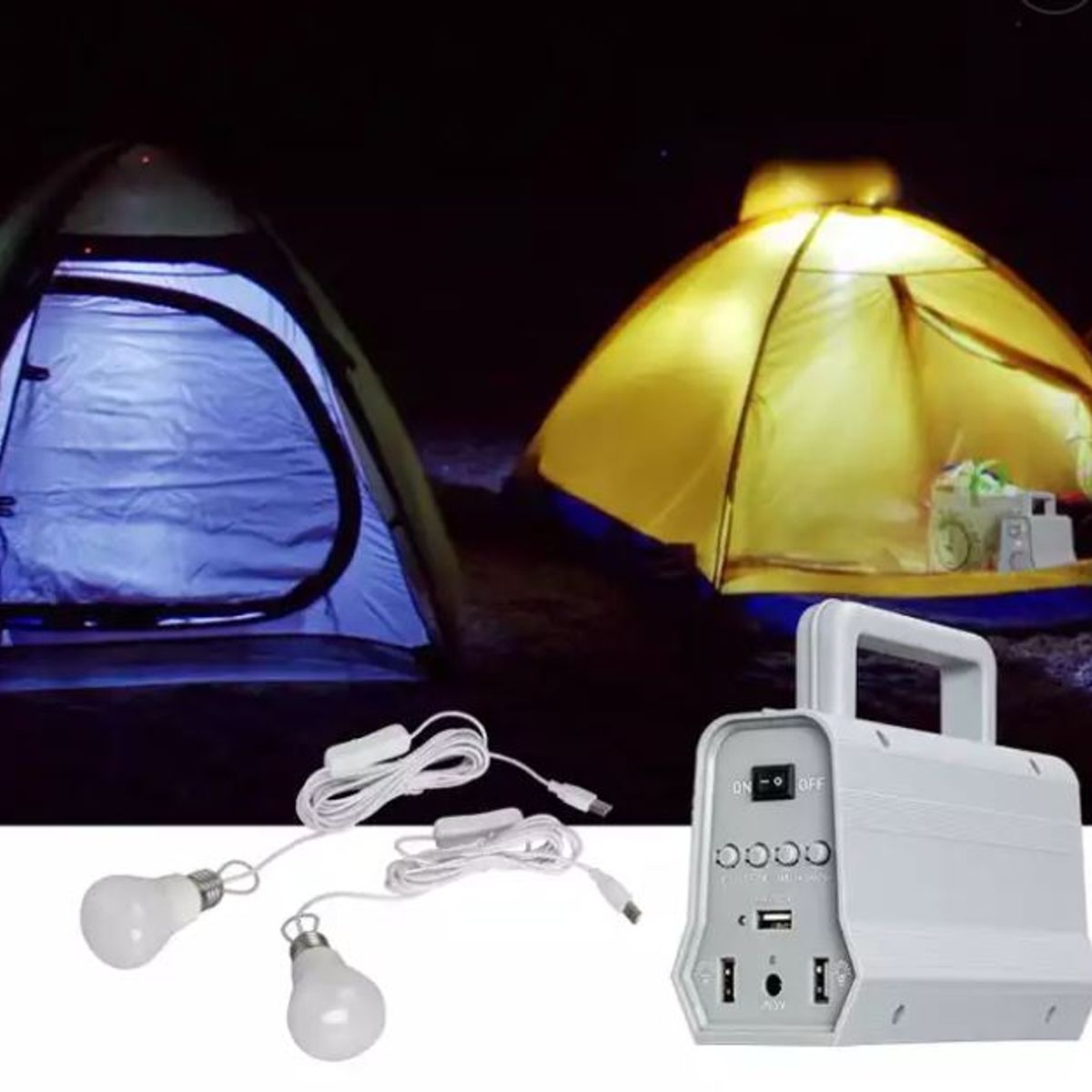 GENERICO - Kit Panel Solar + 2 Ampolletas con Parlante y Linterna