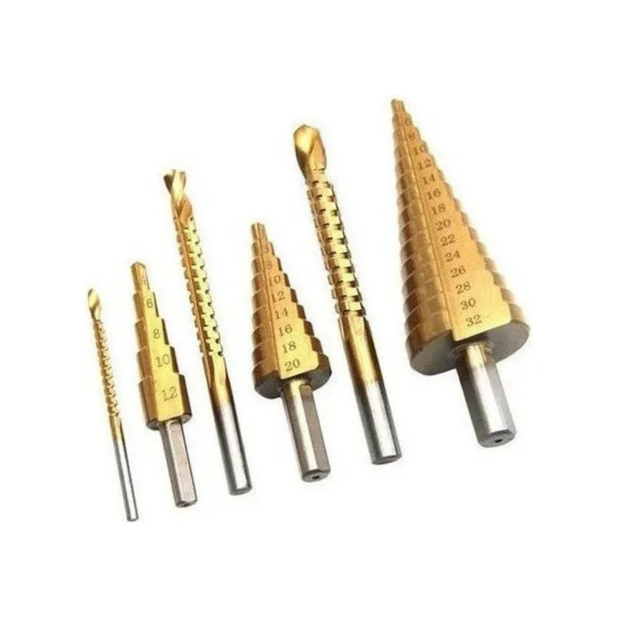 IMPORTCLICK - Set 6 Brocas Escalonadas Titanio Acero Perforación Precisa