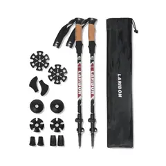 IMPORTCLICK - Pack 2 Bastones Trekking Senderismo Aluminio Plegable Rojo