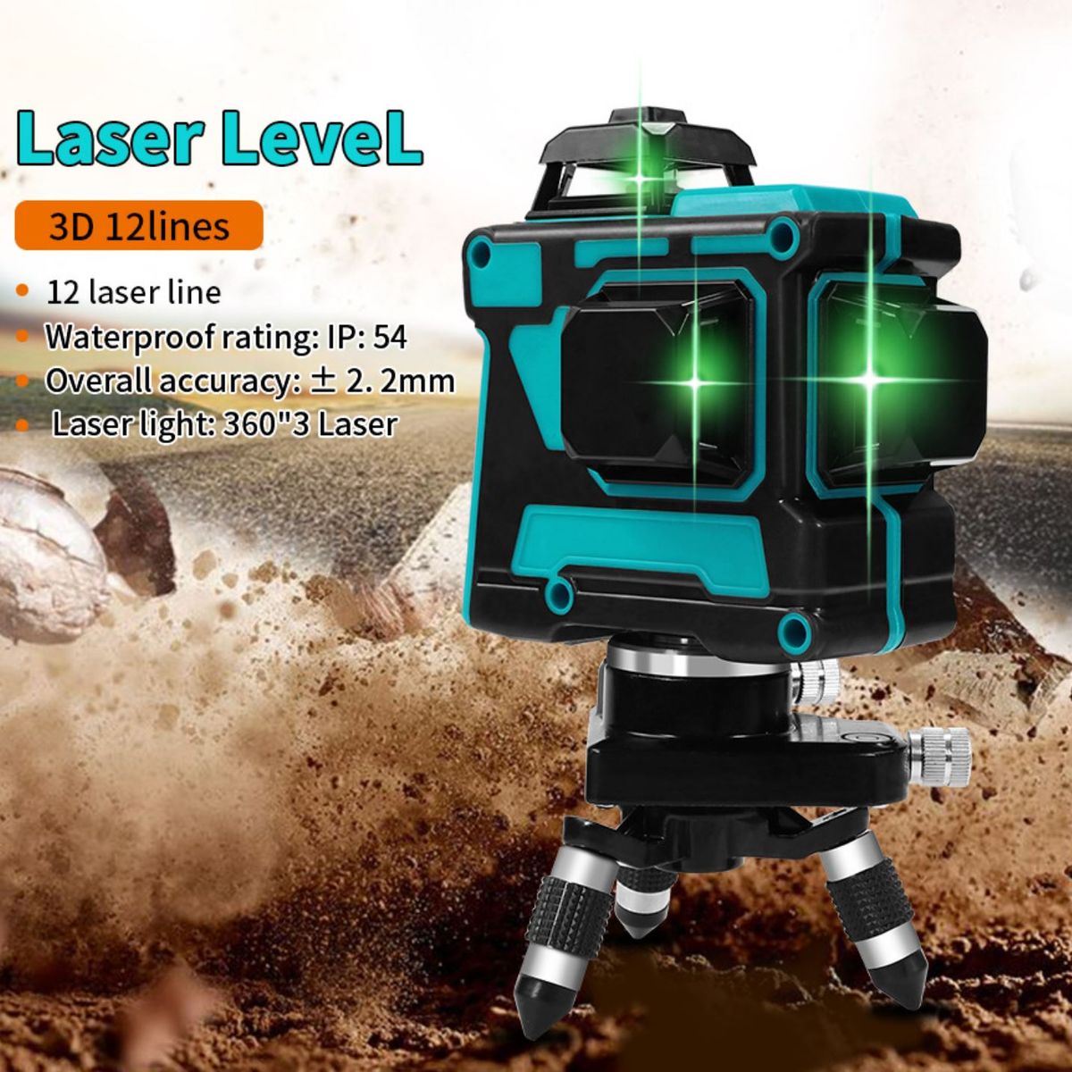 GENERICO - Nivel láser de 12 líneas 3D autonivelante