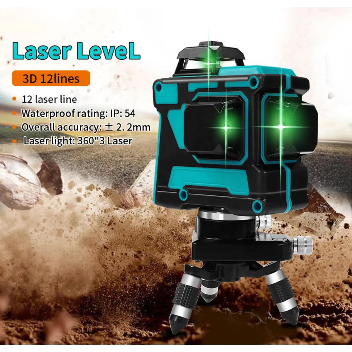 GENERICO - Nivel láser de 12 líneas 3D autonivelante