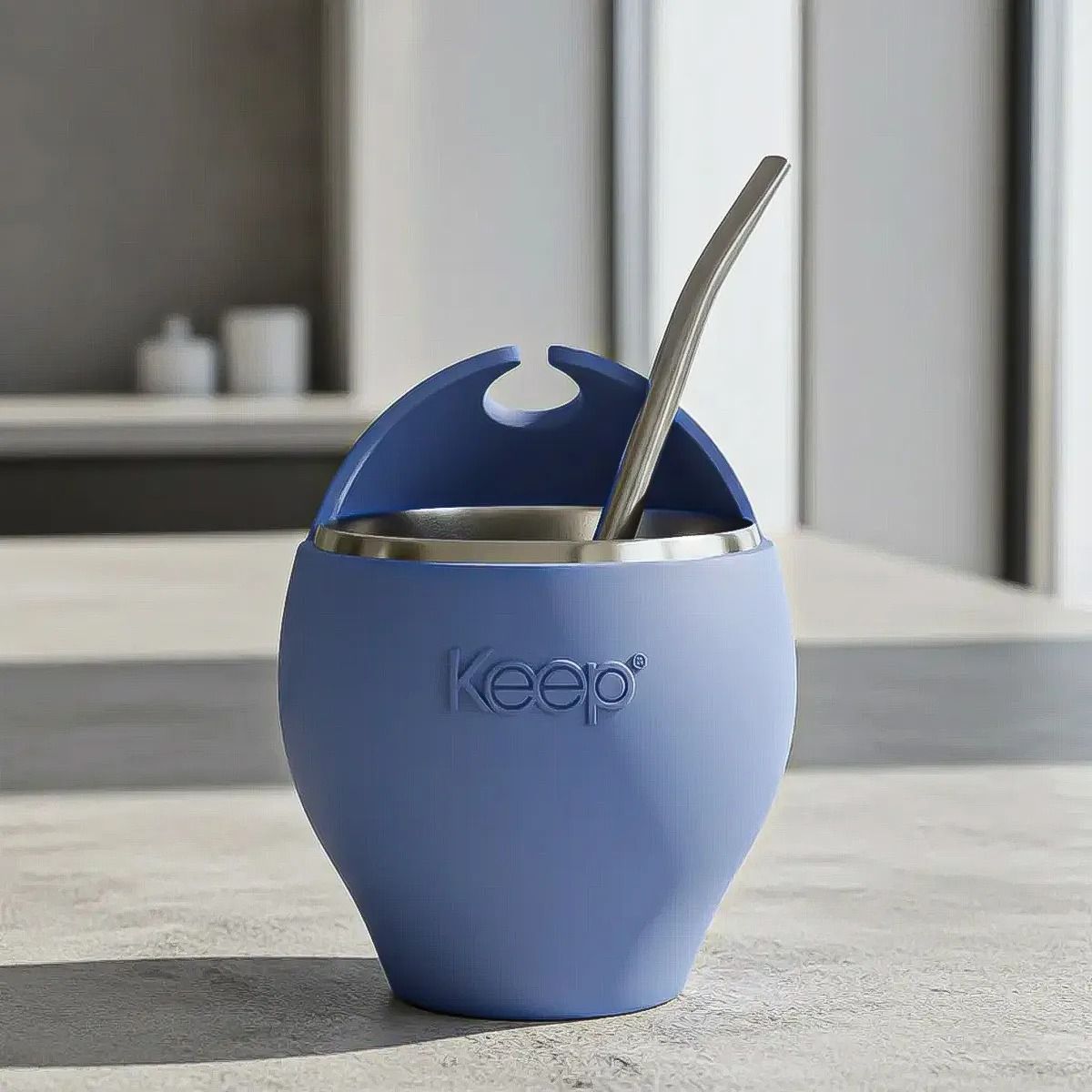 KEEP - Mate Con Bombilla Keep Mate Acero Inoxidable Mate 230ml Mate Azul