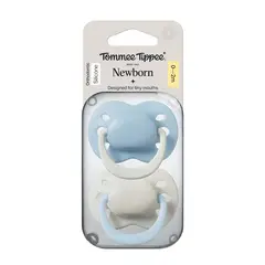 TOMMEE TIPPEE - CHUPETE DE SILICONA NEWBORN 2 UNIDADES 0-2 MESES NIÑO CELESTE