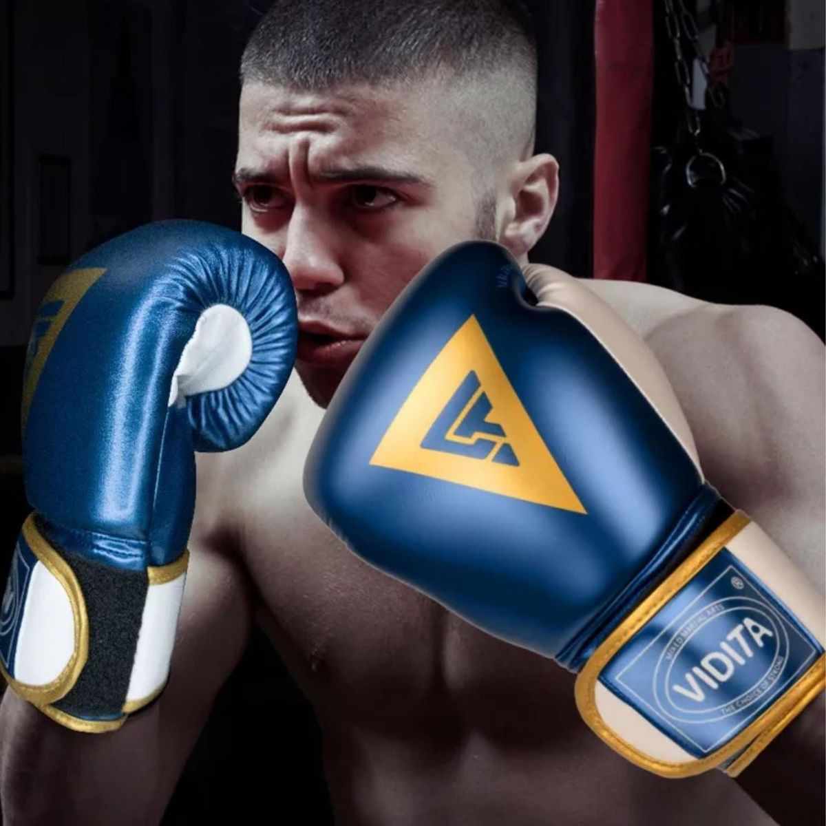 IMPORTCLICK - Guantes Boxeo Profesonal Vidita Velcro 12 Onzas Azul