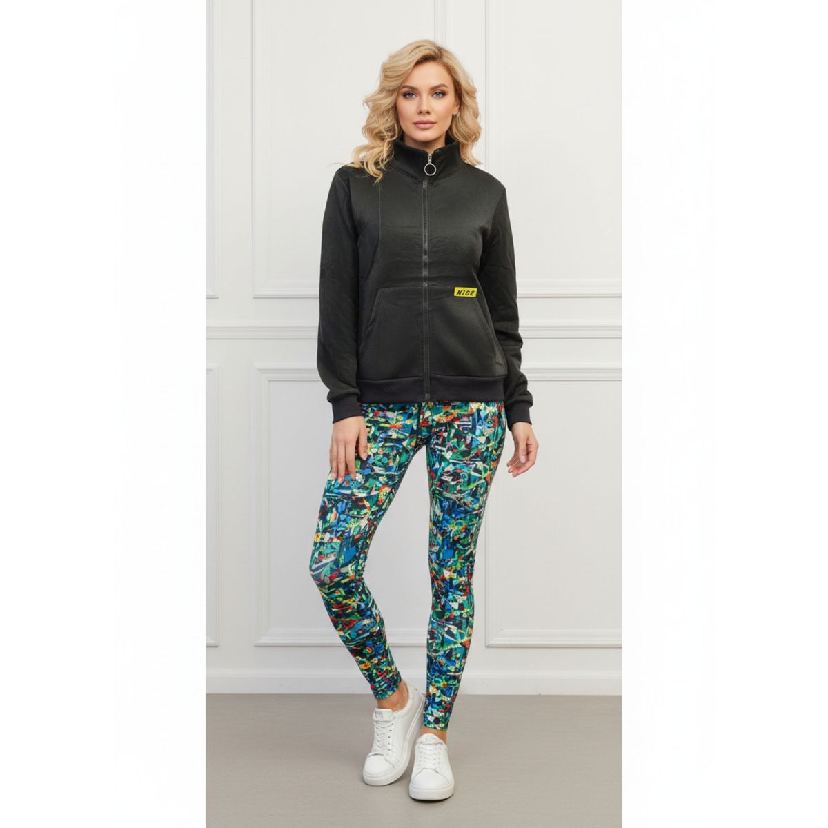 LIKE SHOP - Polerón Mujer Invierno Forro Polar Elasticado Cierre Cuello Alto A1719