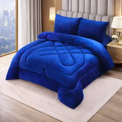 GENERICO - Cobertor con chiporro premium 2 plazas relleno color AZUL TURQUEZA 230x250 cm