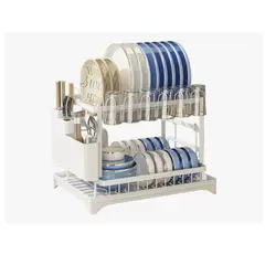 GENERICO - Secador De Platos 2 Niveles Con Porta Cubiertos