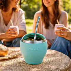 KEEP - Mate Con Bombilla Mate Acero Inoxidable Mate 230ml Mate Turquesa